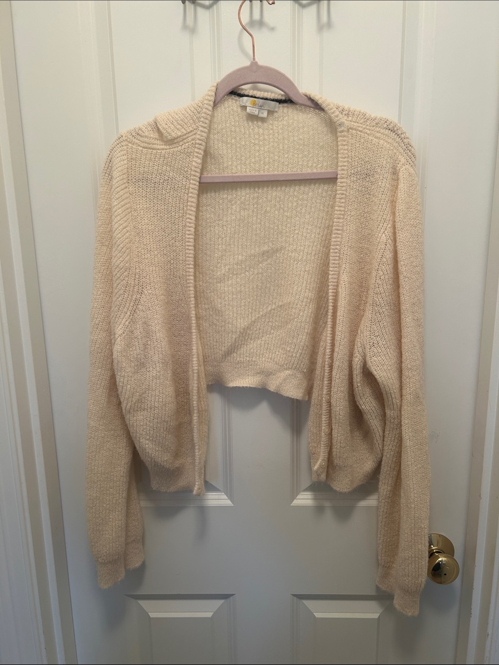 Boden Cream Open-Front Cropped Cardigan